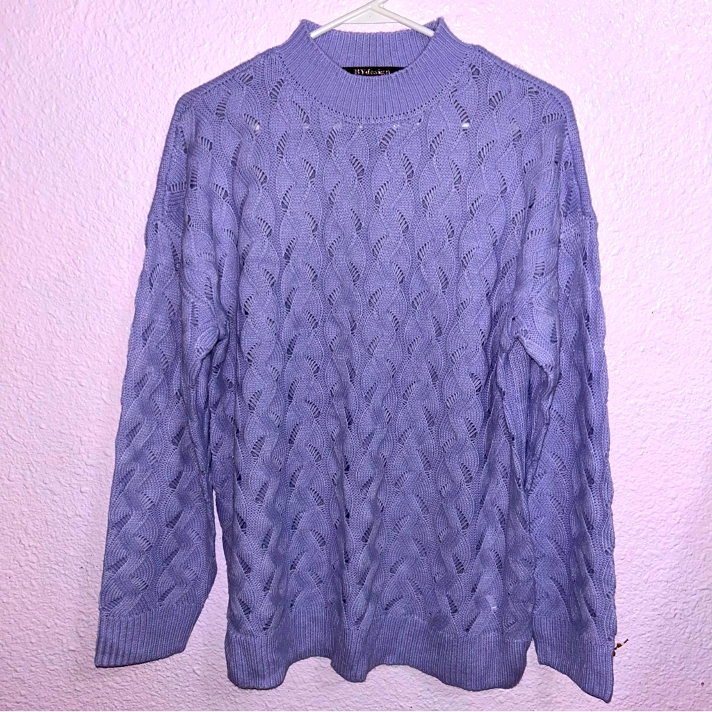 By Design Women’s Large Lavender Calle Knit Sweater